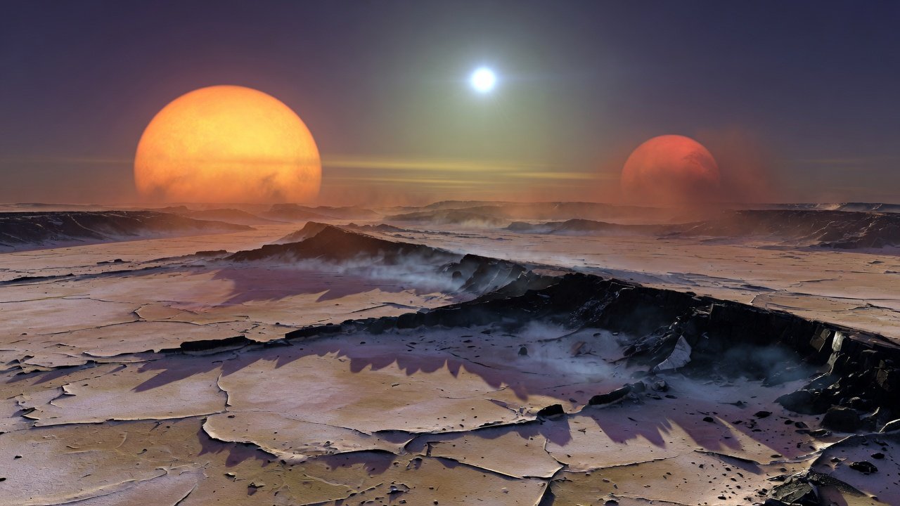 Barren exoplanet under three suns